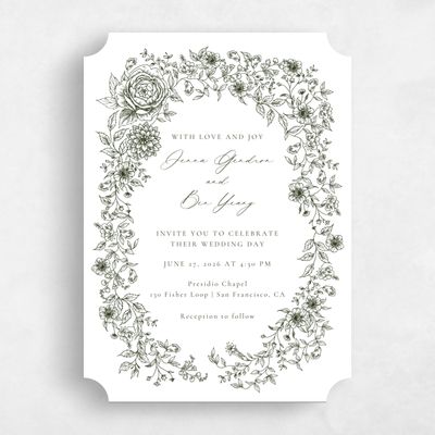White Ticket Wedding Invitation - Taylan Portrait