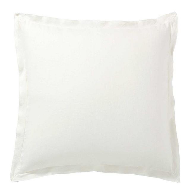 Belgian Flax Linen Double Flange Sham, Euro, Classic Ivory