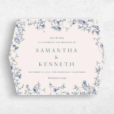 Blue Diamond Wedding Save the Date - Plumeria Landscape