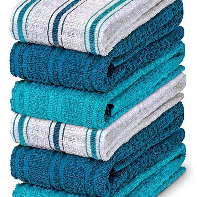 DecorRack 10 Pack Kitchen Dish Towels, 100% Cotton, 12 x 12 Inch Dish  Cloths, Turquoise (Pack of 10)