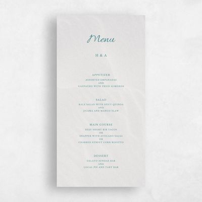 Blue Destination Wedding Menu - Havasu