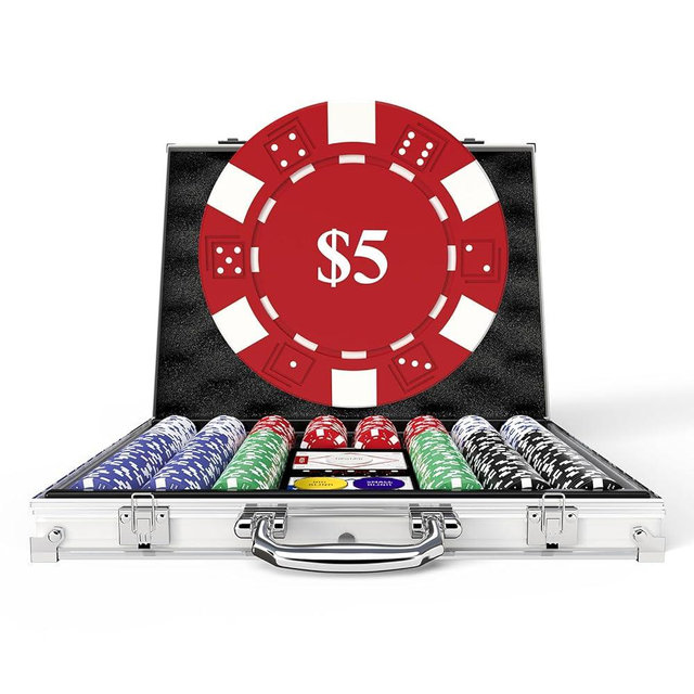 HEITOK Poker Set with Denominations, 11.5g 500pcs Numbered Poker Chips Set with Case for Texas Hold'em & Blackjack, Denominated Chips for Adults