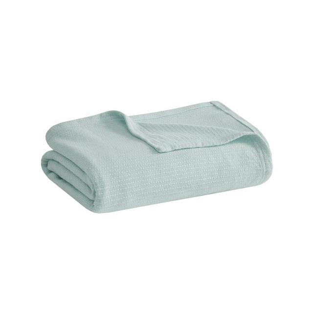 King Freshspun Basketweave Cotton Bed Blanket Blue