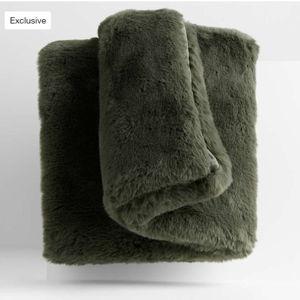 Faux Fur 70"x55" Burnt Green Throw Blanket