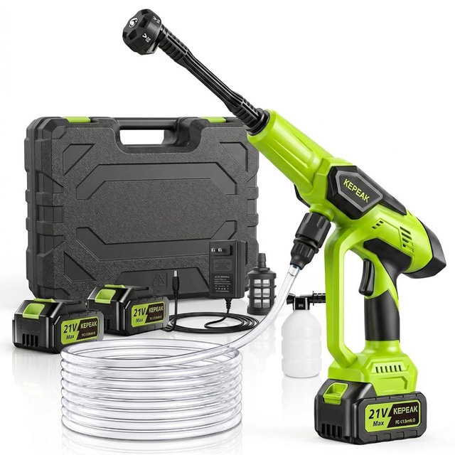 Cordless Portable Washer, 1450 PSI Battery Operated Washer with 6-in-1 Nozzle, 2pcs 4.0Ah Battery&Charger, Handheld Washer for Car,Home,Garden Patio