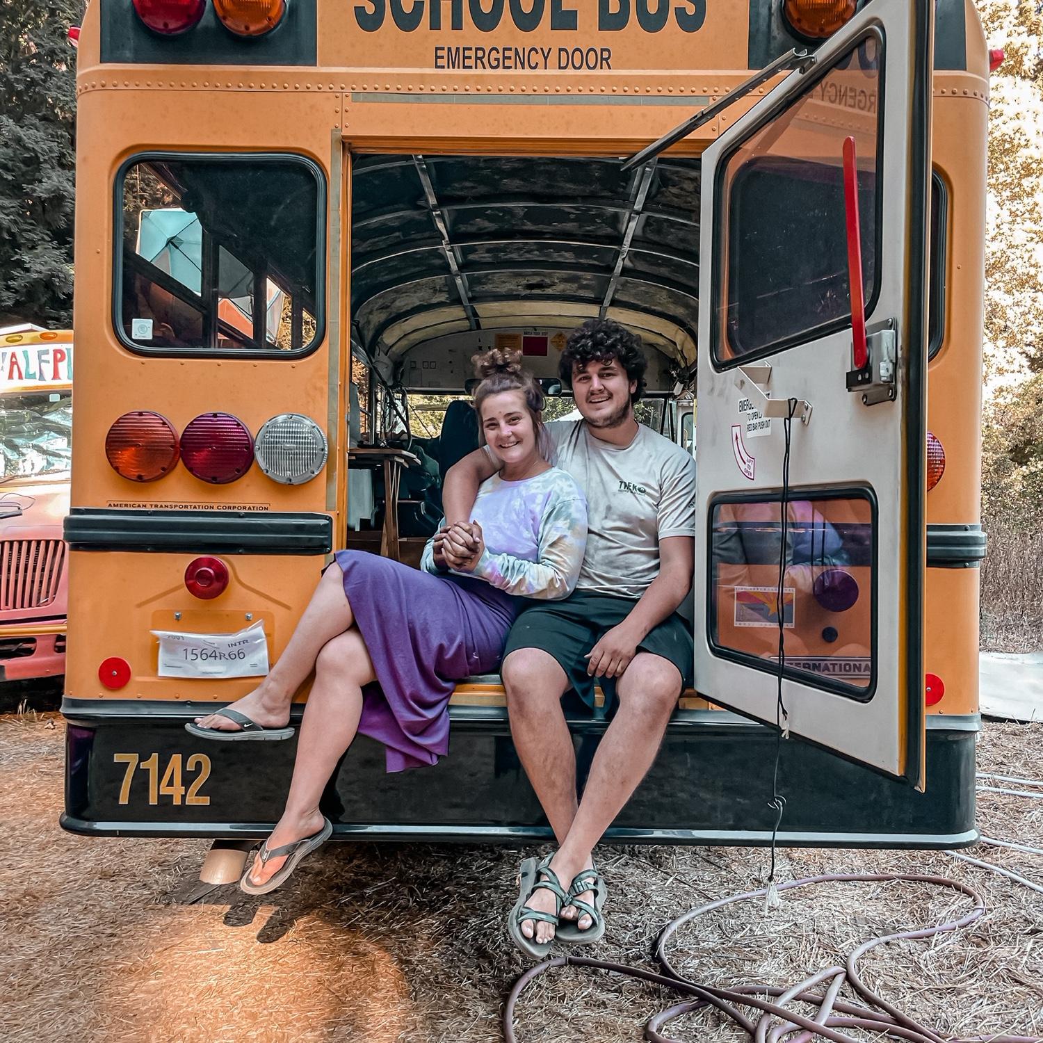 Happy and free we lived on the road for two years exploring the country and working remotely. We did both of our Skoolie conversions on our own and lived our literal dream.