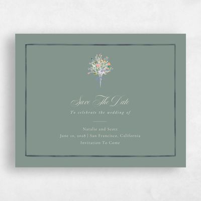 Deep Sage, Green Wedding Save the Date - Pesco Landscape