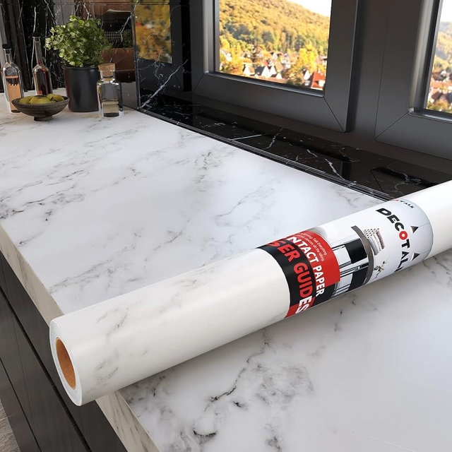 Decotalk 30"x400" Marble Contact Paper Peel and Stick Countertop Contact Paper White Grey Marble Contact Paper Waterproof White Marble Wallpaper Removable Marble Contact Paper Countertop Vinyl Wrap