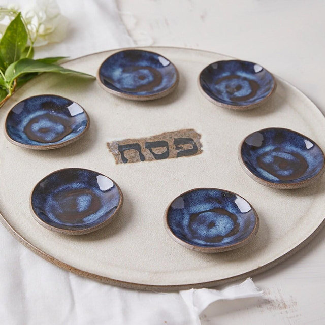 Handmade Ceramic Large Seder Plate, Jewish...