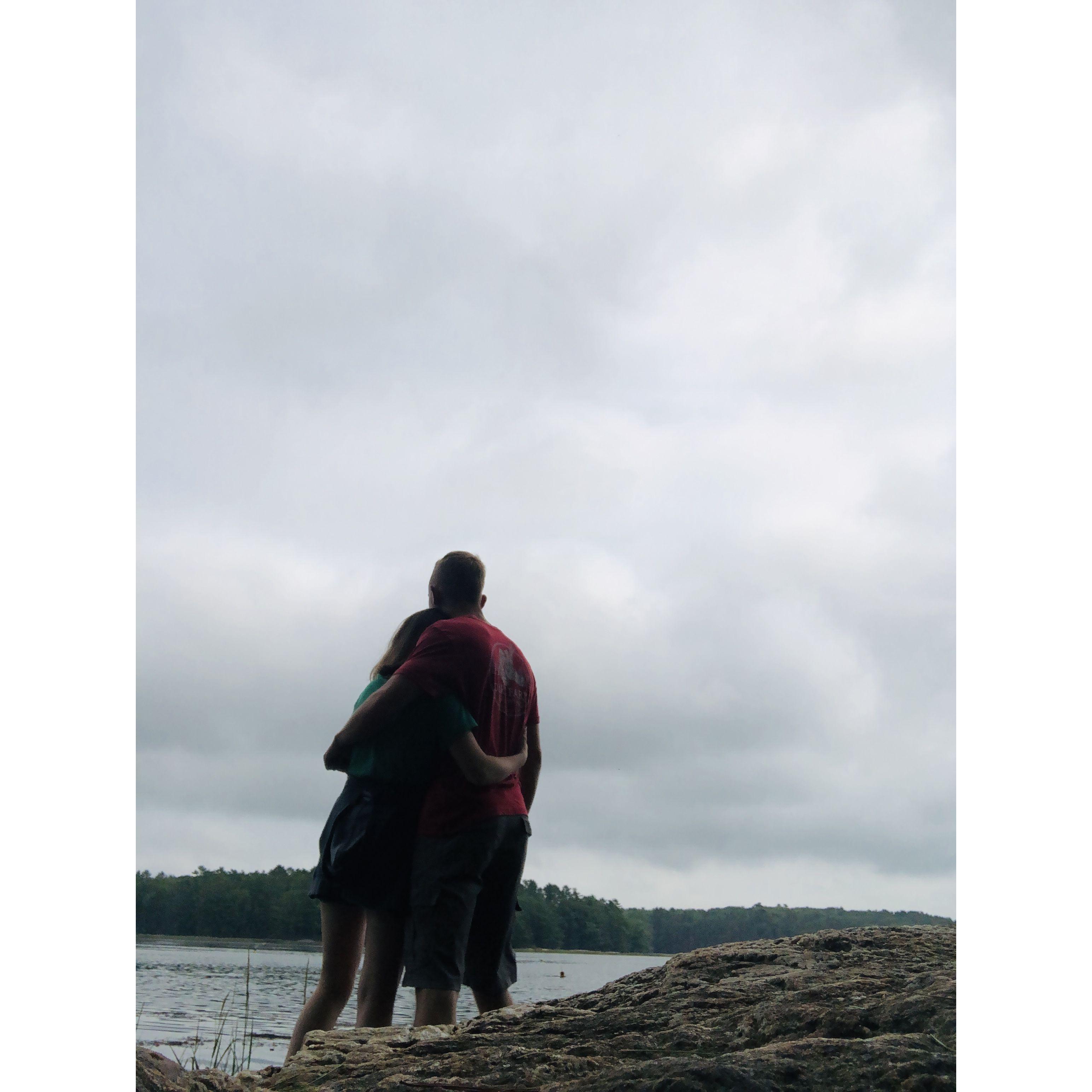 Out on a walk in Maine on Scotty's family's property.