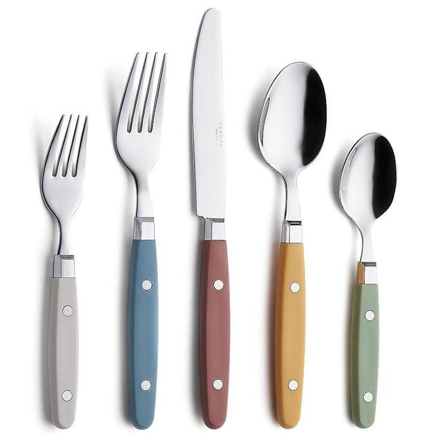 ANNOVA Silverware Set 20 Pieces Stainless Steel Color Handle With Rivet/Retro Flatware - 4 x Dinner Knife; 4 x Dinner Fork; 4 x Salad fork; 4 x Dinner Spoon; 4 x Dessert Spoon (Morandi Mix, 20 Pieces)