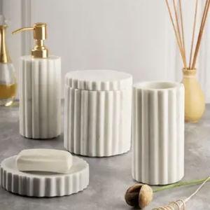 Roksana White Marble Bath Accessories, Set of 4