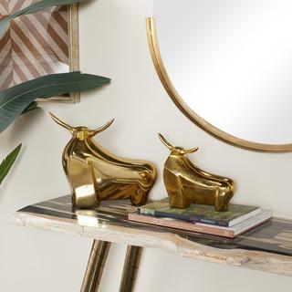 2-Piece Contemporary Bull Sculpture Set