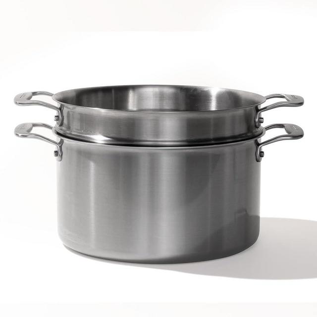 Made In Cookware - 8 Quart Stainless Steel Stock Pot With Steamer Basket Insert - 5 Ply Stainless Clad - Professional Cookware - Crafted in Italy - Induction Compatible