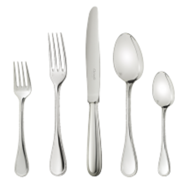 Silver Plated Five-Piece Place Setting                                                                                                                                 perles
