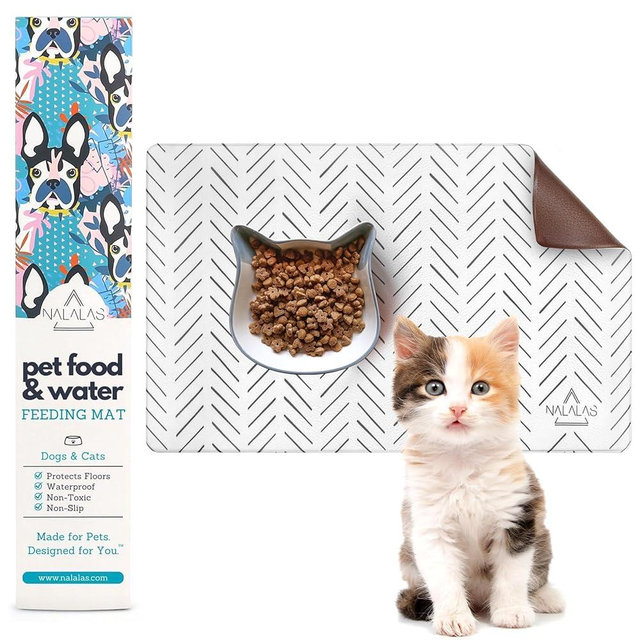 NALALAS Bohemian Small Dog & Cat Food Mat - Small Waterproof Pet Food Mat - Small Dog & Cat Mat for Food & Water Bowls - Cat & Small Dog Food Mat for Floors - Waterproof Dog Bowl Mat & Cat Bowl Mat
