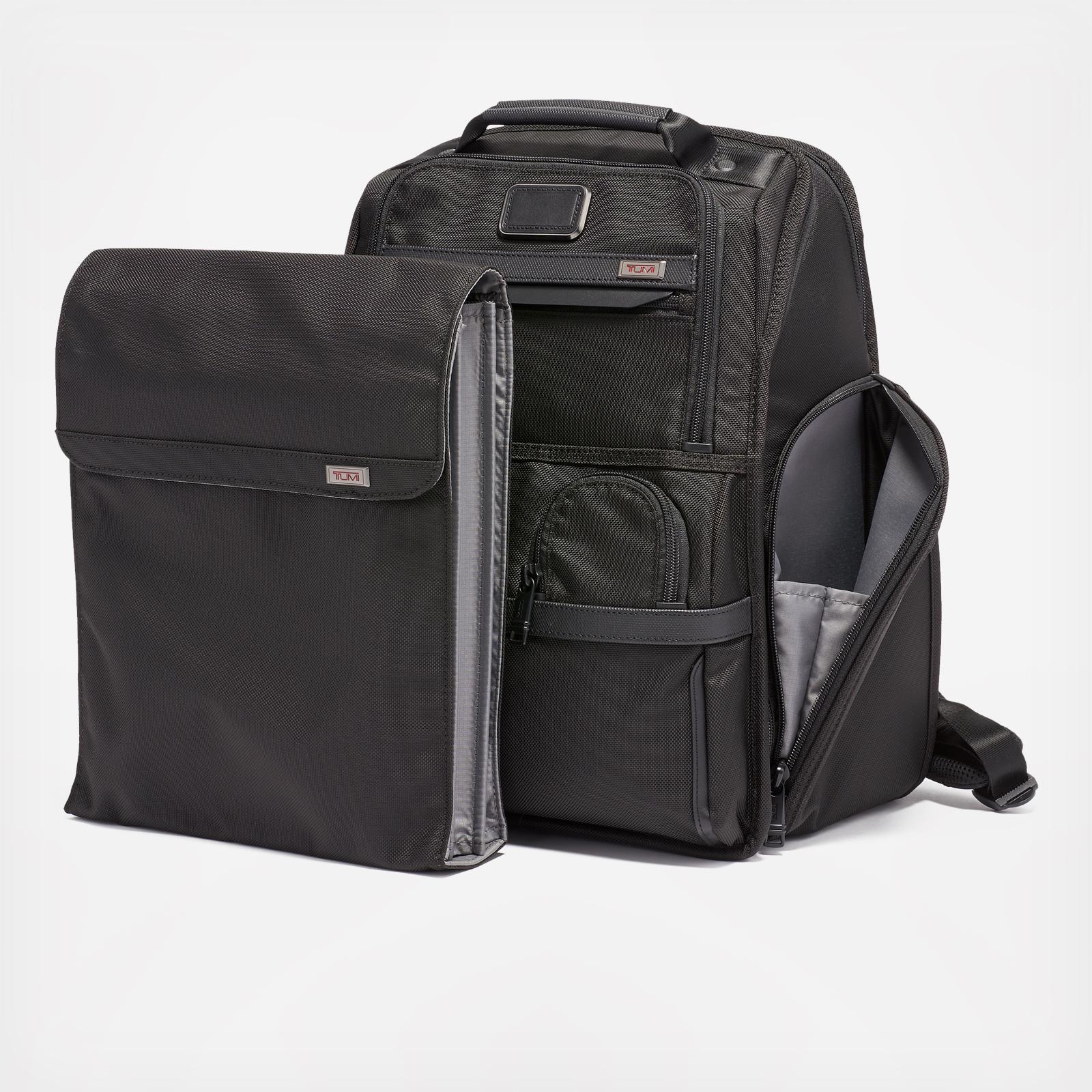 tumi compact laptop brief pack leather