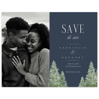 Grayed Navy, Blue Wedding Digital Save the Date - Balsam Photo
