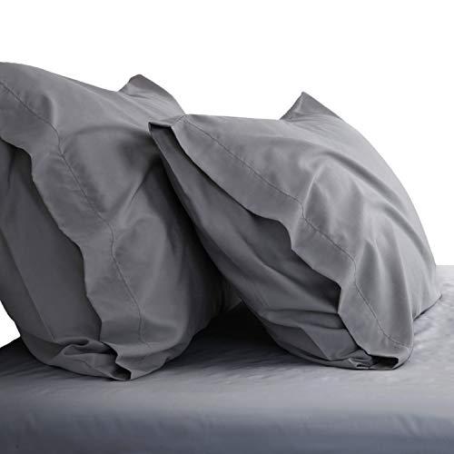 Bedsure Cooling Bamboo Pillowcases Set of 2 - Breathable Cool Ultra Soft Pillow Cases - Viscose from Bamboo - Organic Natural Silky Material, Moisture Wicking(Grey, King Size 20x40 inches)