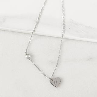 Wedding Party Heart Necklace With Bezel Crystal
