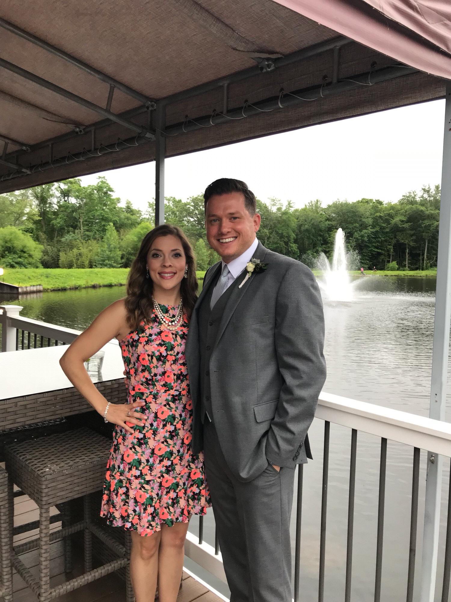 Celebrating our friends' wedding.