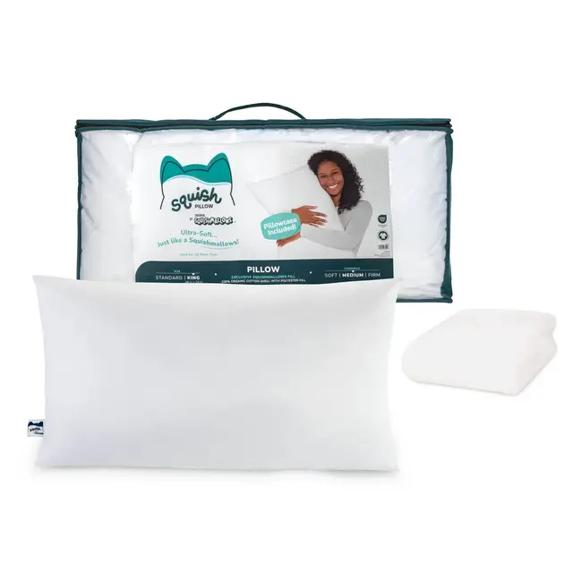 SquishPillow by Original Squishmallows King Firm Bed Pillow and Ultra Soft Pillowcase Cover