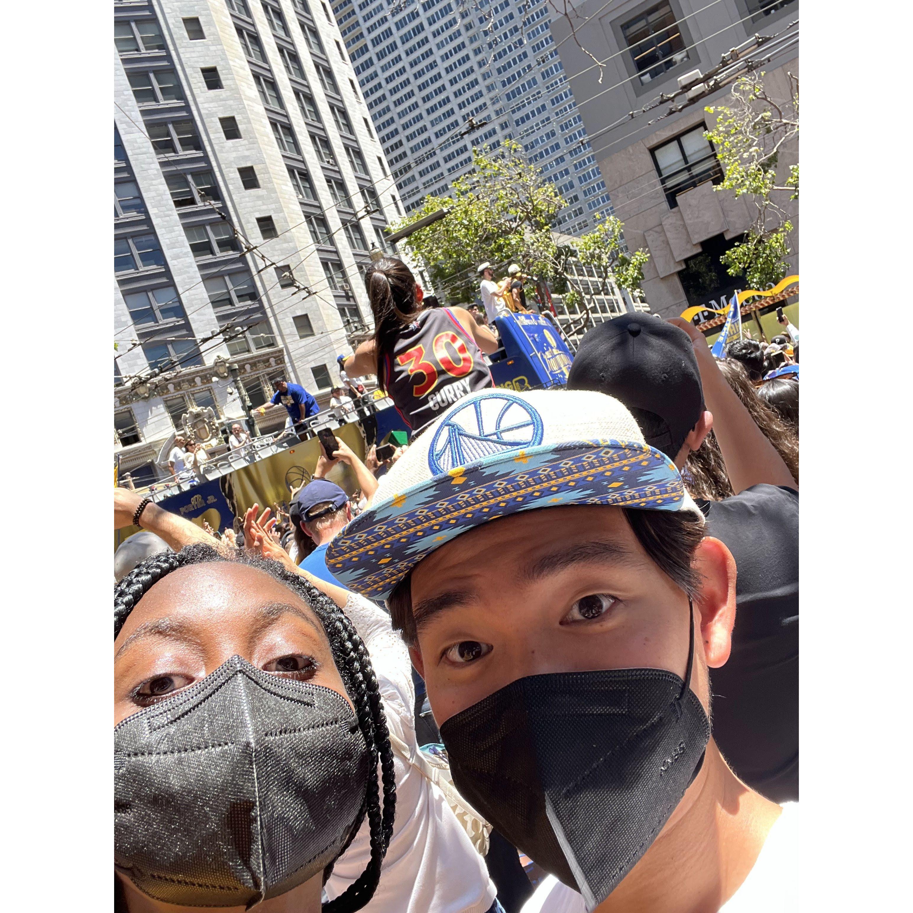 Warrior's parade after they won the championship! (We were on day 14 of Covid 🤫 )