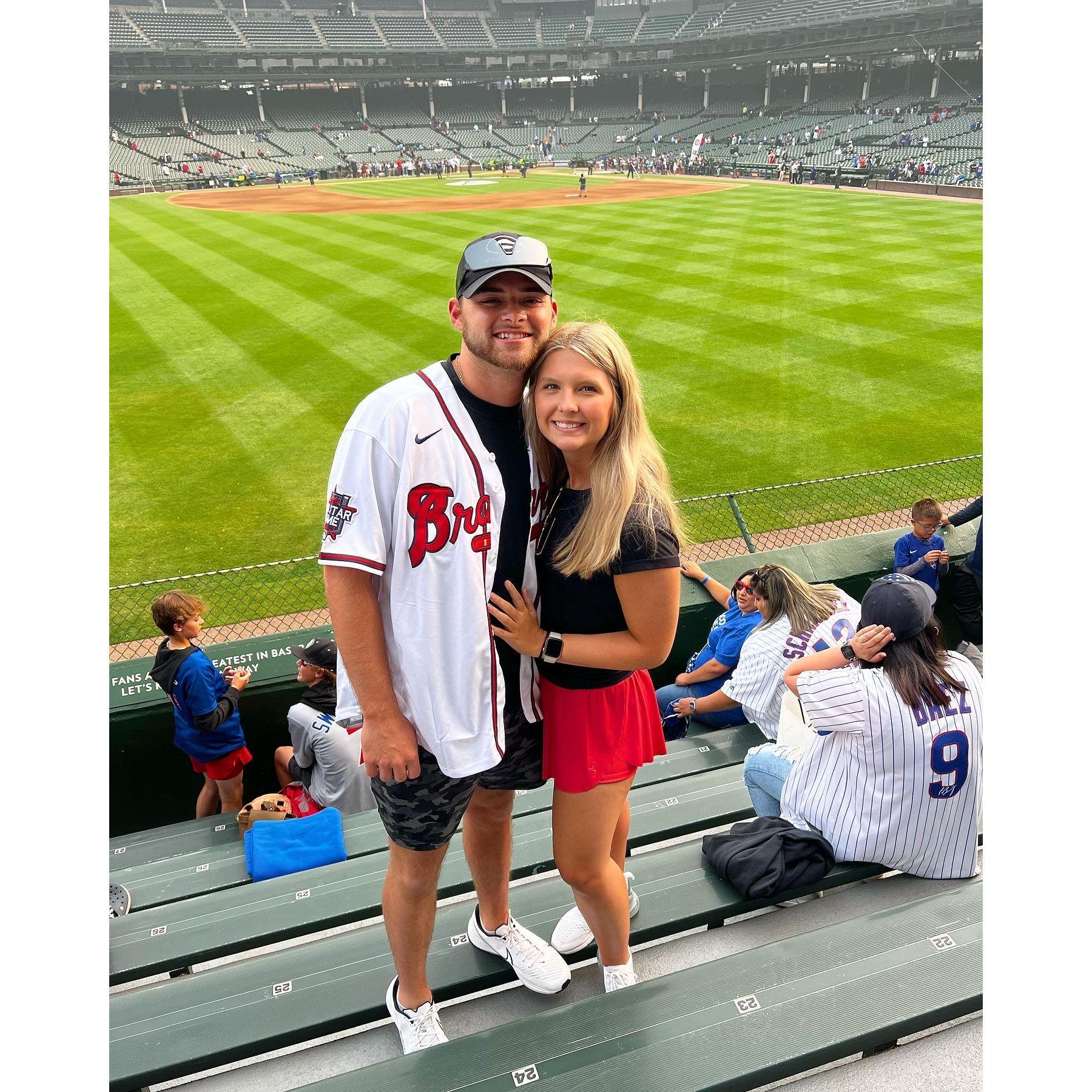 We love to travel and go to new places! He took me to my first Chicago Cubs baseball game!