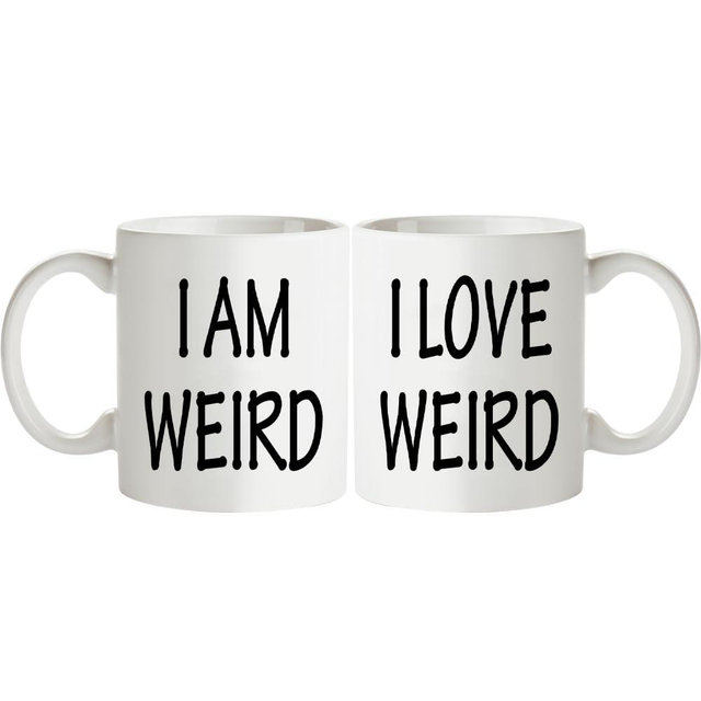 Fatbaby His and Hers Coffee Mug Gifts Set - I Am Weird,I Love Weird - Funny Boyfriend Girlfriend Couples Mugs Set - Anniversary Valentine’s Day Gifts for Couples Him Her 11 OZ