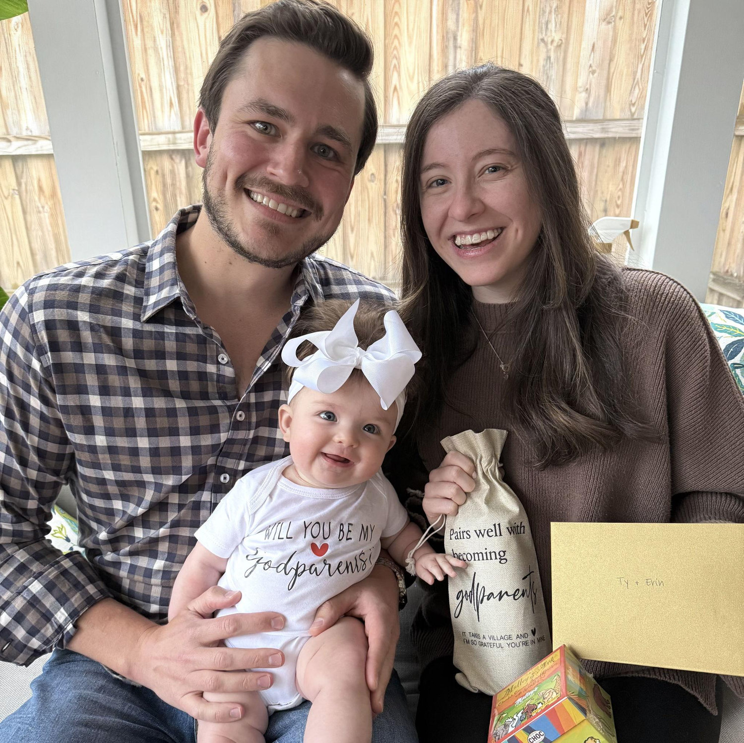 Promoted to godparents to sweet Daphne Murphy!