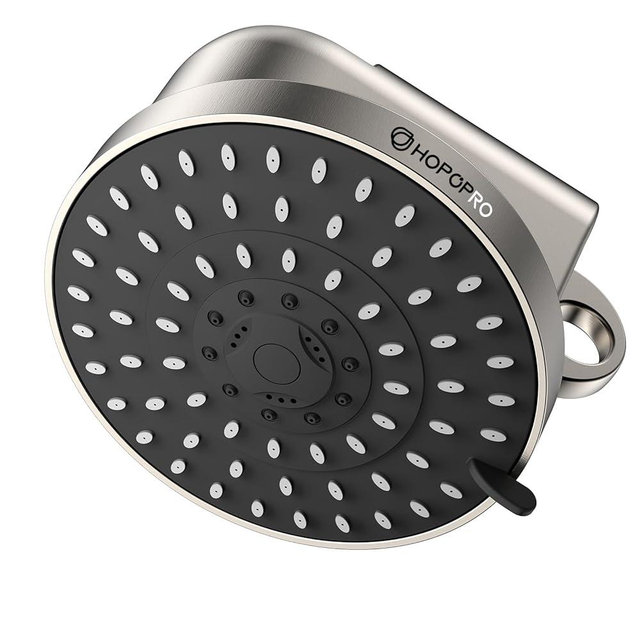 High Flow Filtered Shower Head, HOPOPRO 5 Modes High Pressure Fixed Showerhead with Filter, 2-In-1 Shower Head Filter for Hard Water, Remove 99% Chlorine, Improves Skin Hair Condition (6 Inch Brushed)