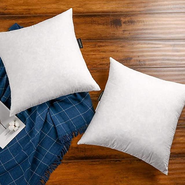 JA COMFORTS 20×20 Decorative Down Feather Throw Pillow Inserts(Set of 2)-5% Down Filling, Filling Weight 32 OZ,233TC Cotton Cover, Square, Machine Wash, White