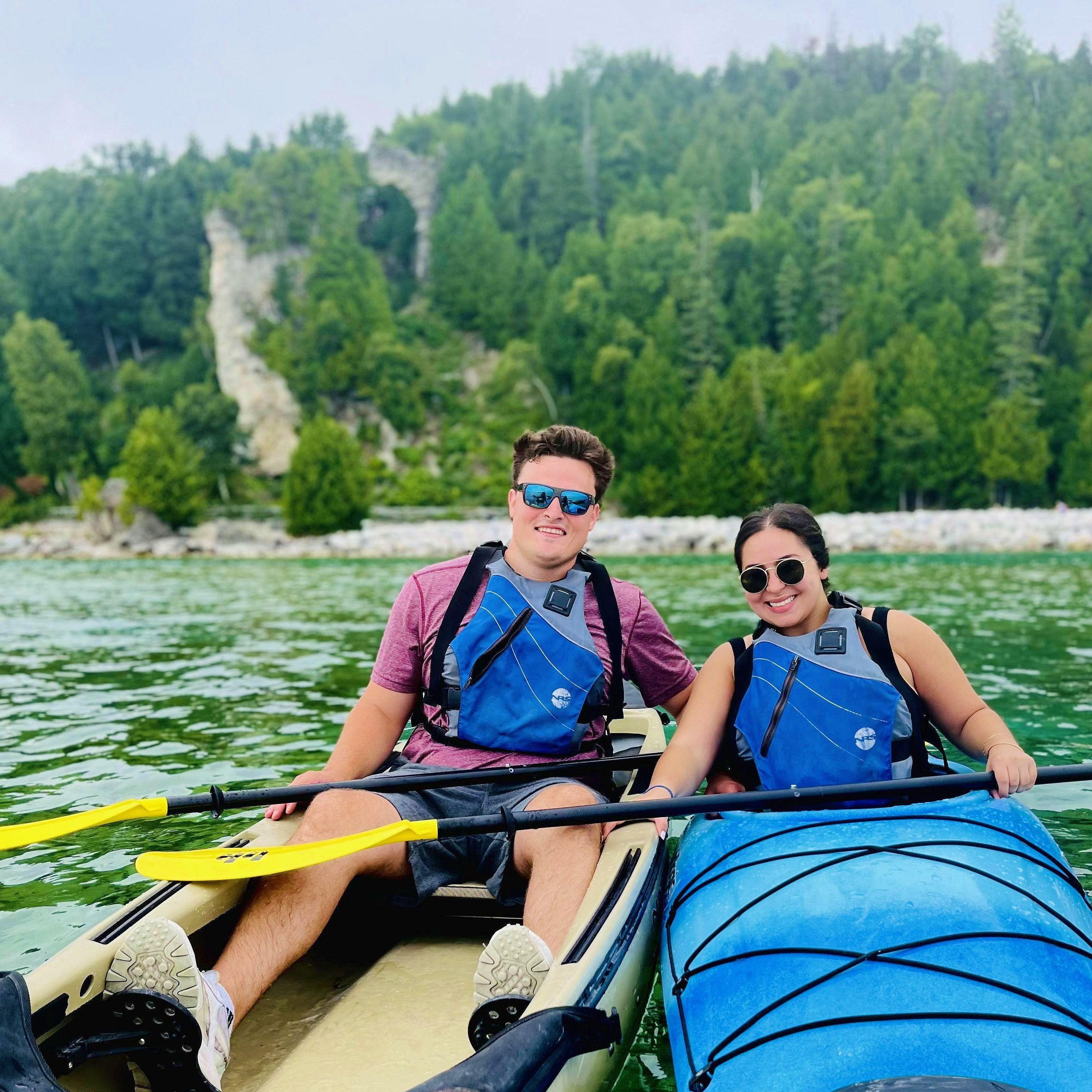 Kayaking around Mackinac pictured in front of Arch Rock!
📍Mackinac Island, MI | 2022