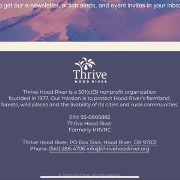Thrive Hood River charitable donation