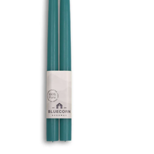Beeswax Taper Candles - Hand-Dipped - 1 Pair - Teal