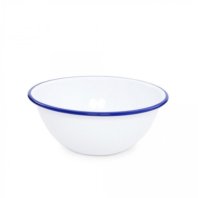 Vintage Small Serving Bowl - blue rim