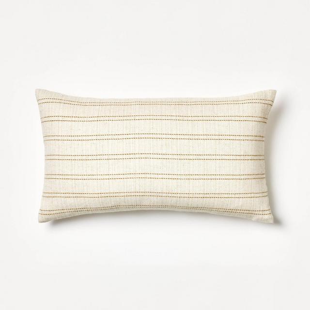 Oversize Woven Striped Lumbar Throw Pillow Neutral/Dark Tan - Threshold™ designed with Studio McGee