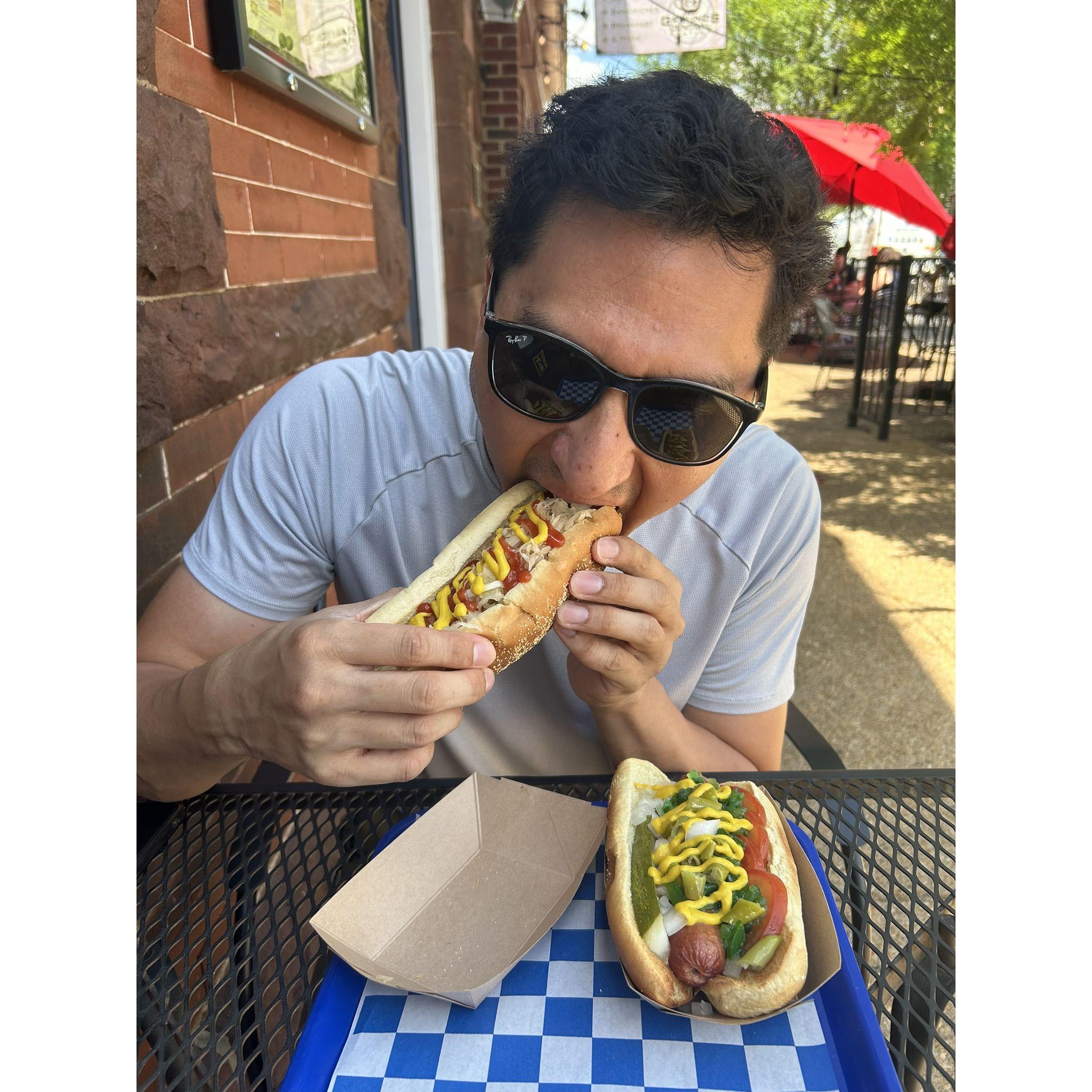 Micky kept his promise to continue buying Jessica salsa only if she kept her promise to fuel his love of hotdogs (and bbq, pizza, ice cream...the list goes on).