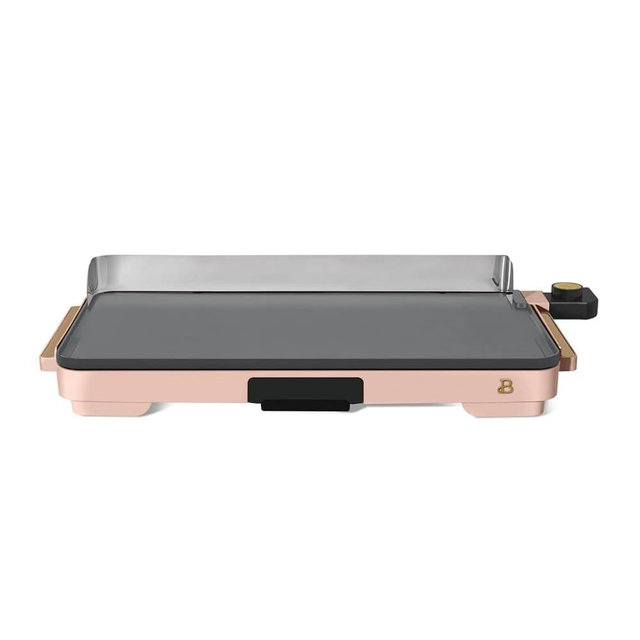 Beautiful XL Electric Griddle by Drew Barrymore – 12" x 22" Non-Stick Surface with Adjustable Temperature Control and Removable Drip Tray​ (Rose)