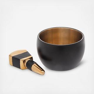 Nero D'oro Bottle Stopper & Coaster Set