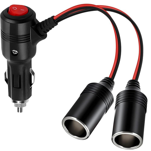 Car Cigarette Lighter Splitter, 12v Splitter Adapter for Car,Supports Fast Charging,1 to 2 Car Cigarette Lighter Splitter Power Charger Port, for 12/24 Volt Cars Vehicle,with on Off Switch