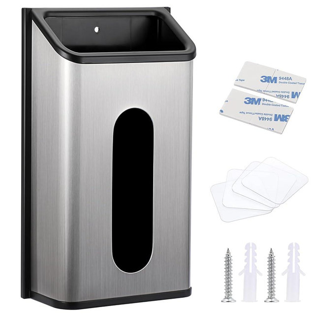 Sumnacon Grocery Bag Dispenser Wall Mount Stainless Steel Bag Dispenser for Plastic Bags Sturdy Grocery Bag Holder with Screws Adhesives Decorative Plastic Bag Holder for Kitchen Pantry Cabinet