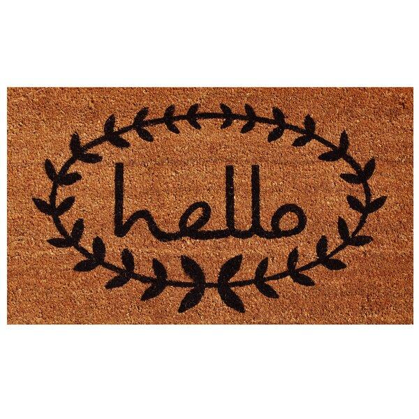 Natural; Black Sulema Hello Non-Slip Outdoor Door Mat
