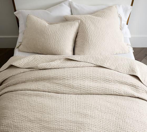 Pick-Stitch Handcrafted Cotton/Linen Quilt