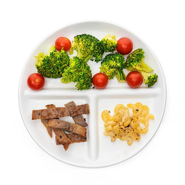 Sweese 173.201 Porton Control Plate 9 Inch | Divided Porcelain Dinner Plates for Adults | Diet Plate Set of 2