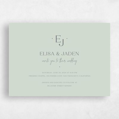 Light Sage, Green Wedding Invitation - Bayway Landscape