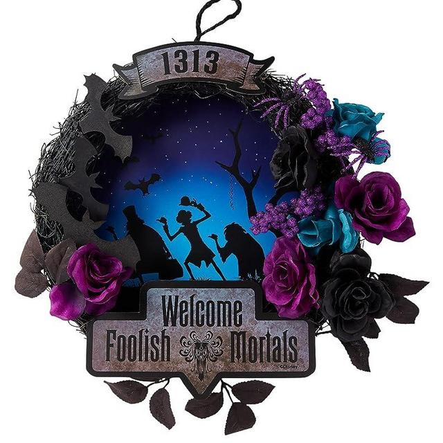 Spirit Halloween The Haunted Mansion Light-Up Welcome Foolish Mortals Wreath | Officially Licensed | Halloween Décor | Disney