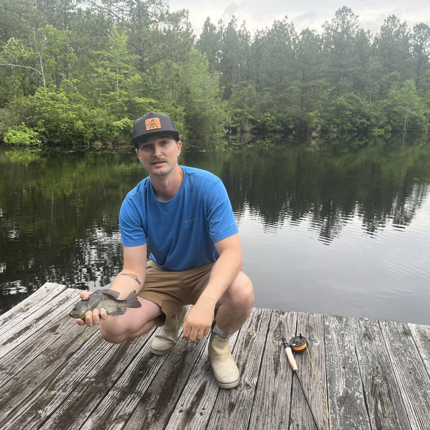 Kaine’s second catch: a blue gill! (Raeford, NC)