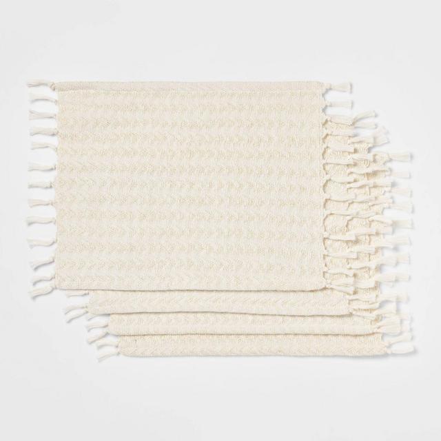 4pk Cotton Metallic Placemats White - Threshold™