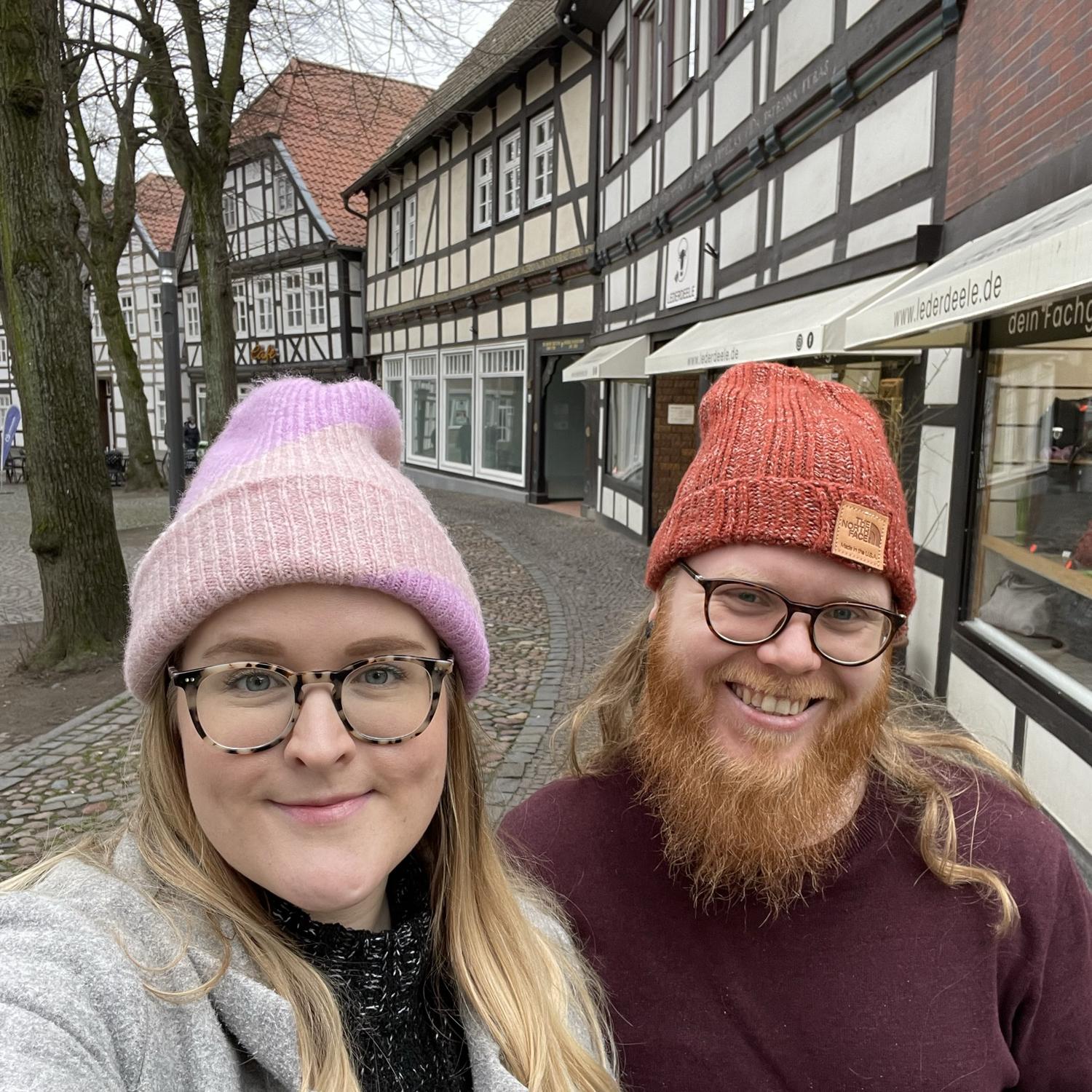 Elyse's first time in Patrick's hometown of Delbrück, Germany, February 2023